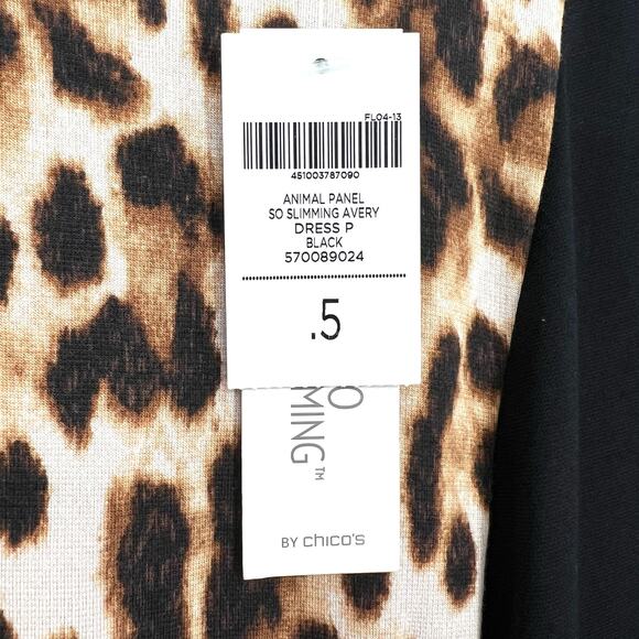 NEW NWT Chicos So Slimming 0.5 Small/Medium Black Business Dress Leopard Dinner - Picture 2 of 8